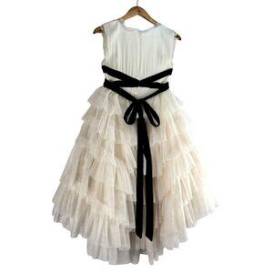 Joy Folie Geneva Petticoat Dress Cream Tuel Youth 12 Black Velvet Ribbon Mia Joy